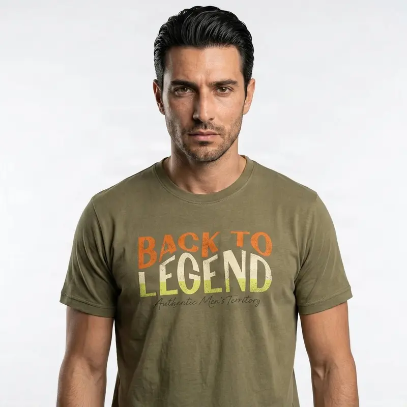 T-shirt kaki col rond