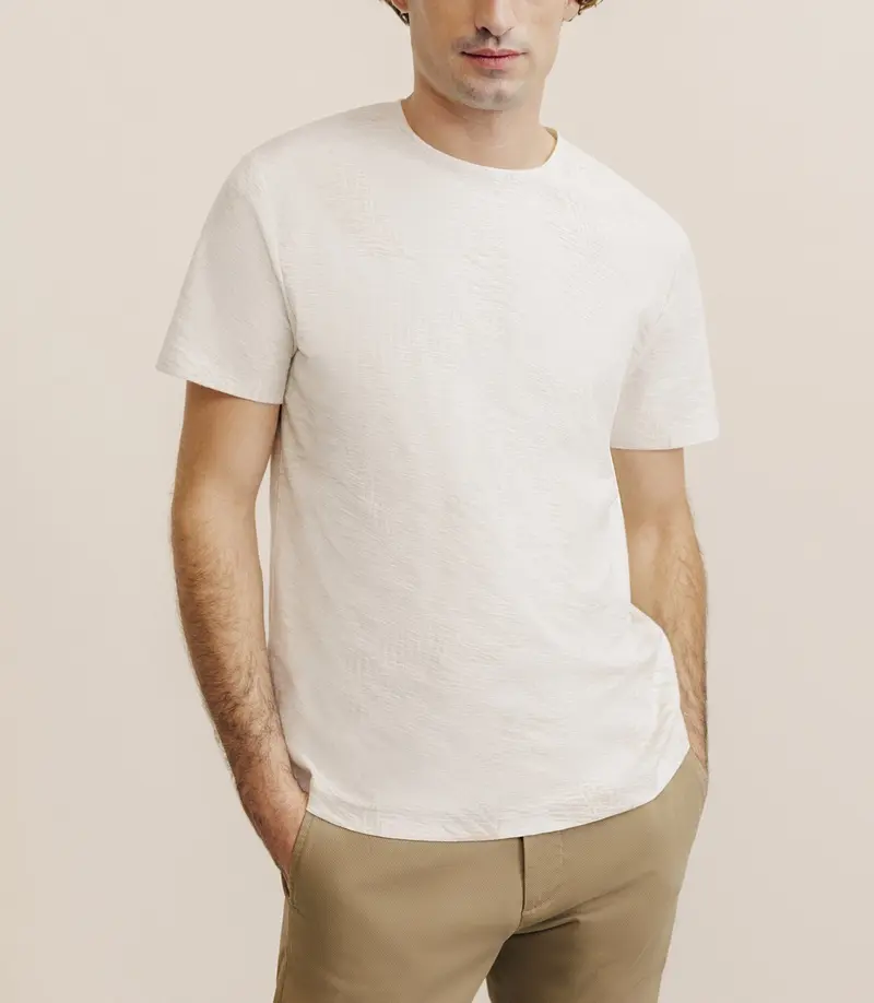 T-shirt manches courte print beige