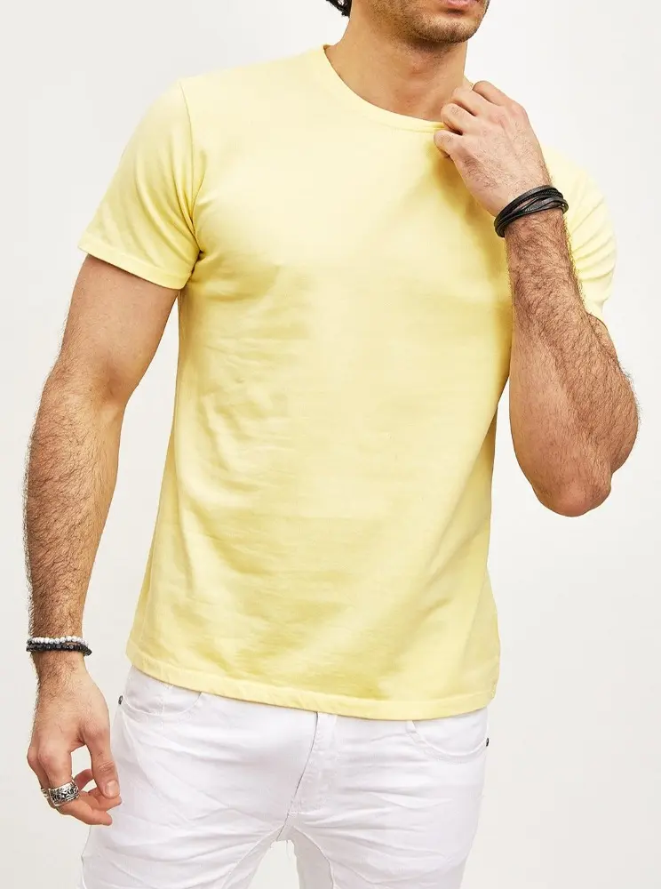 T-shirt manches courtes col rond jaune homme