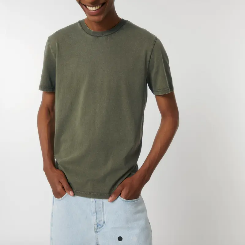 T-shirt manches courtes effet délavé kaki