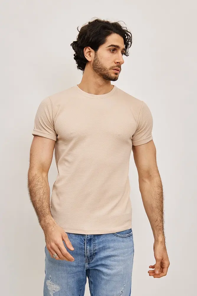 T-shirt manches courtes matière premium beige homme
