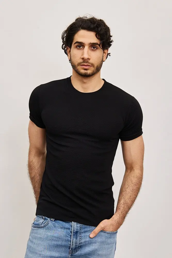 T-shirt manches courtes matière premium noir homme