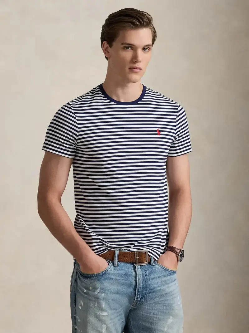 T-Shirt marinière Ralph Lauren ajusté marine