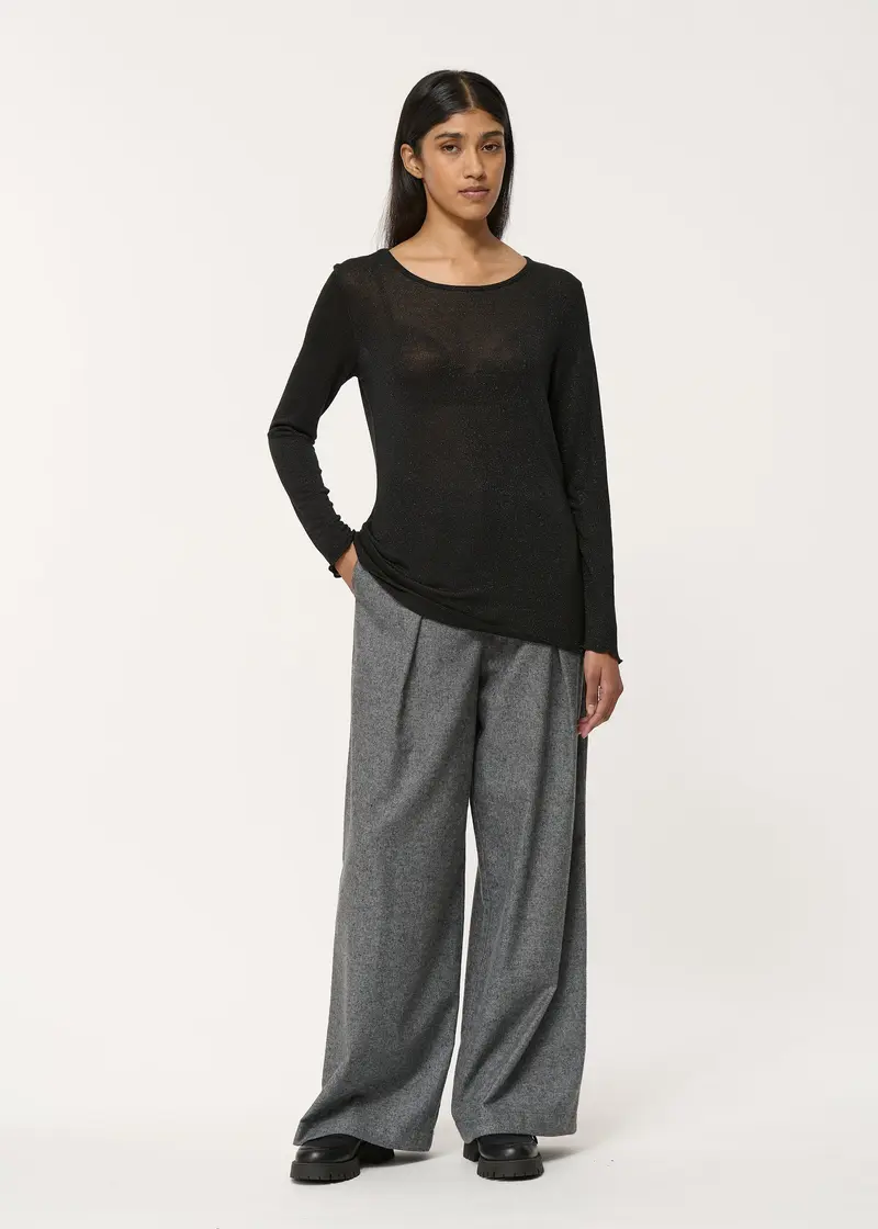 T-shirt noir en jersey irisé manches longues