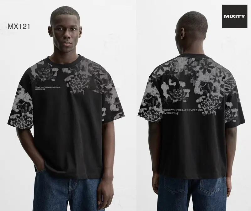 T-shirt oversize à imprimé floral abstrait