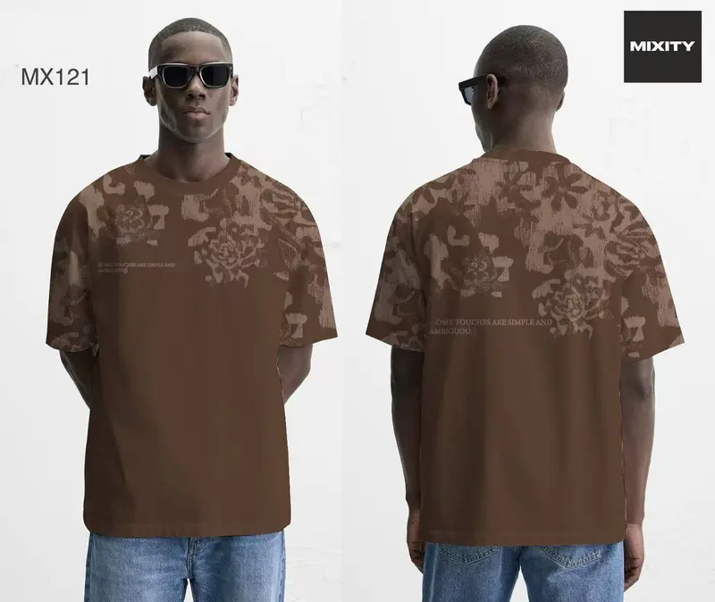 T-shirt oversize à imprimé floral abstrait