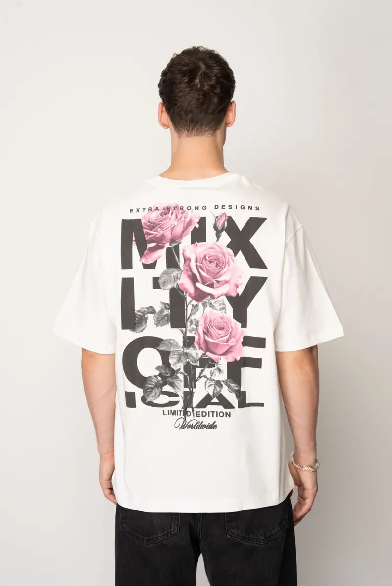 T-shirt Oversize à Imprimé Roses