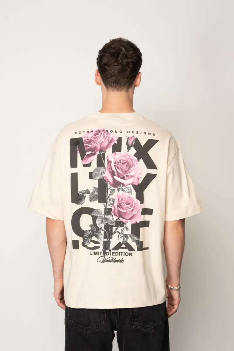 T-shirt Oversize à Imprimé Roses