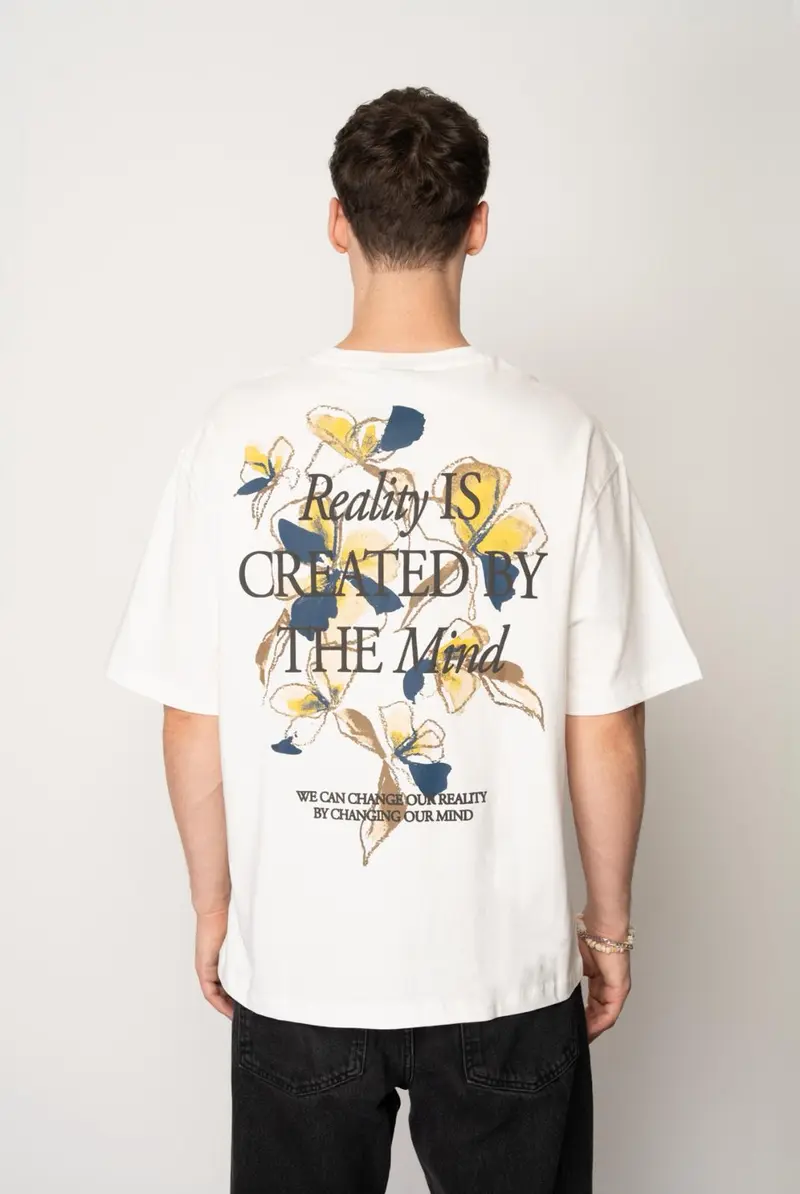 T-shirt Oversize Homme BLANC – Imprimé Fleurs