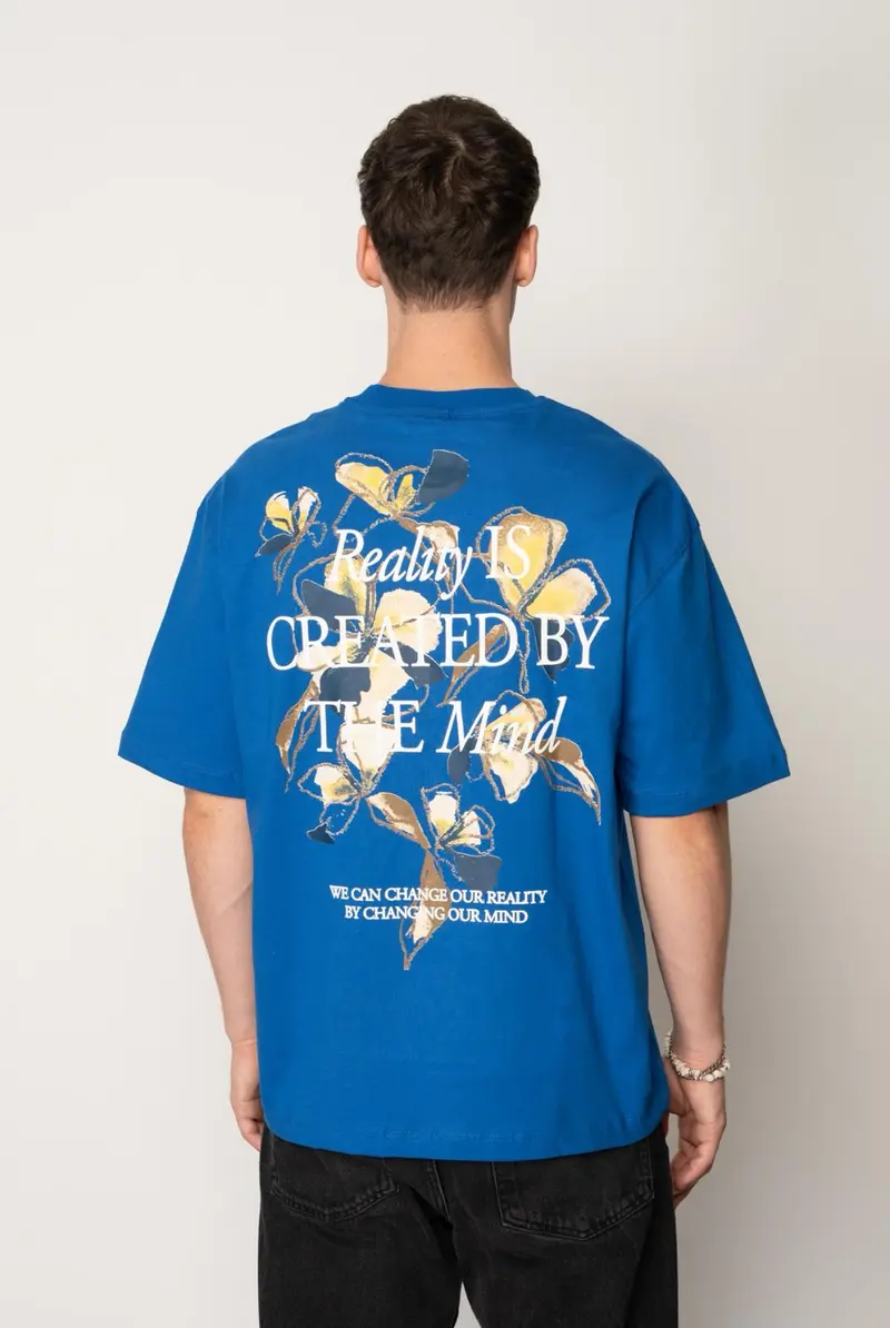 T-shirt Oversize HommeBLEU – Imprimé Fleurs