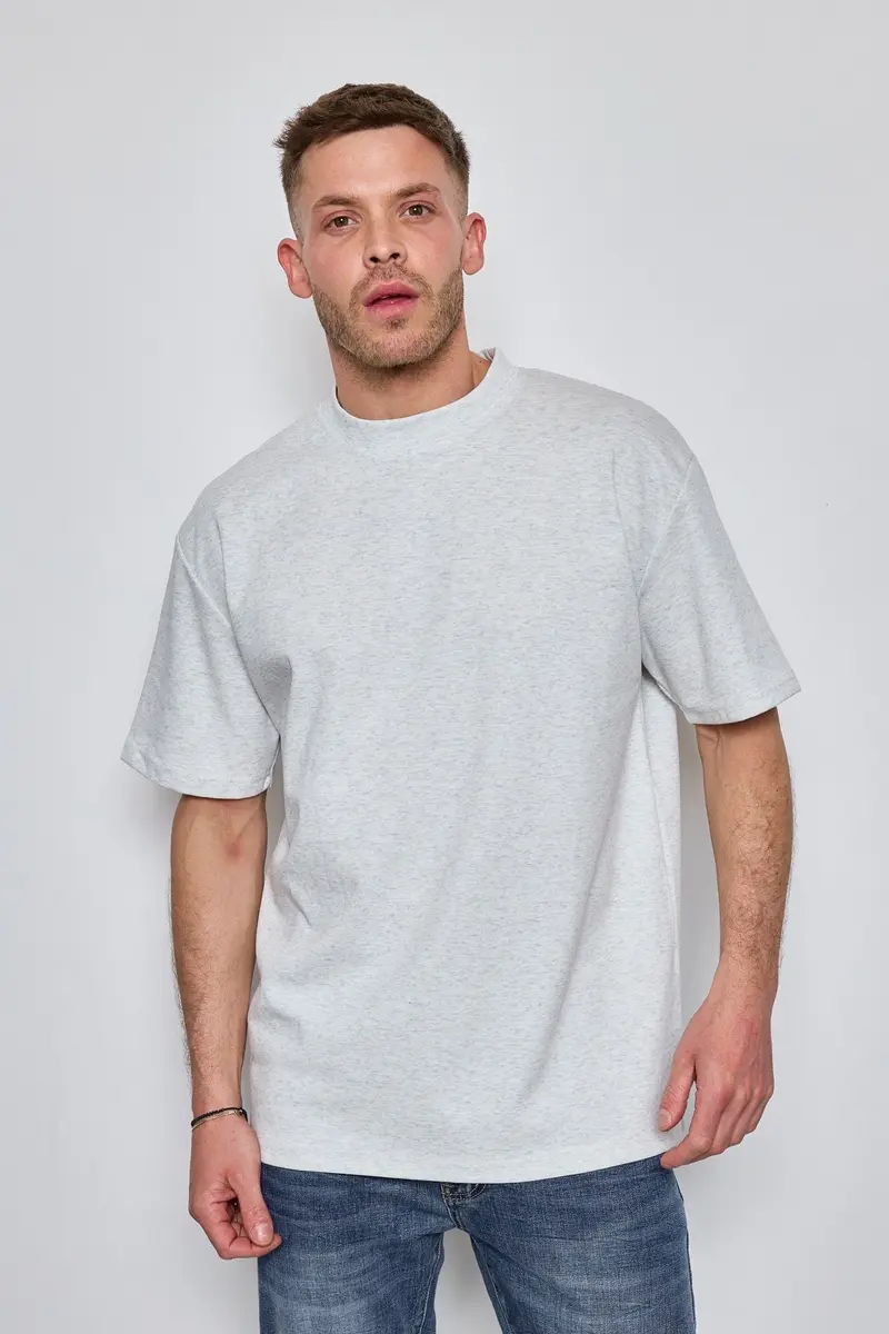 T-shirt style oversized gris chiné homme