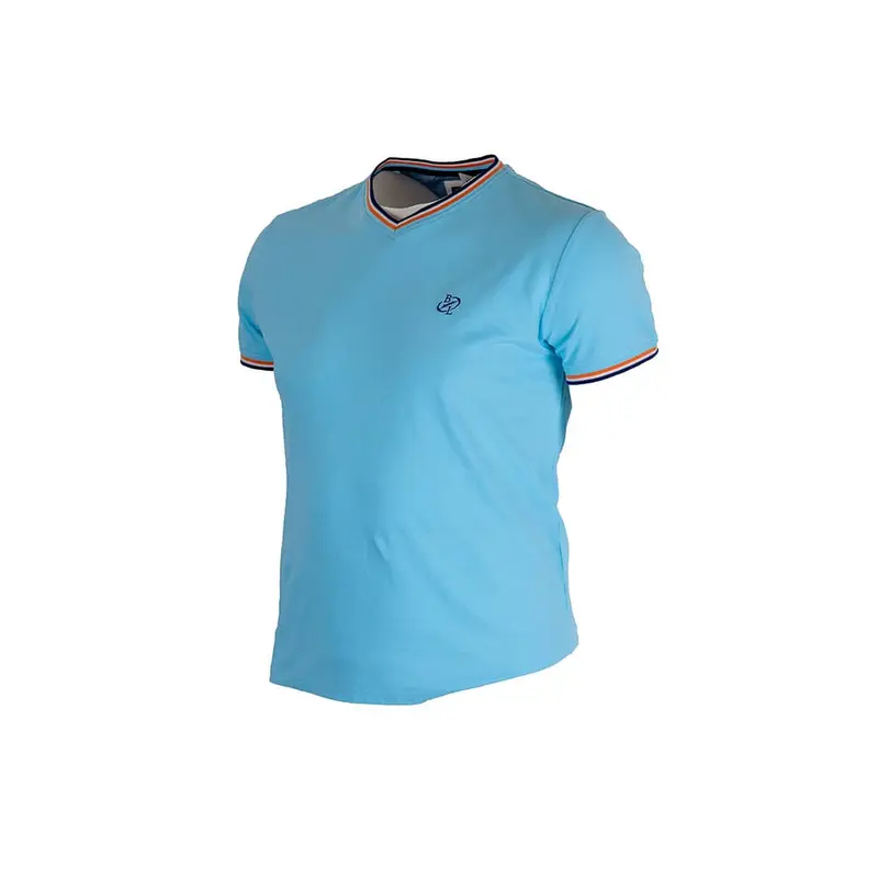 T-shirt turquoise col V