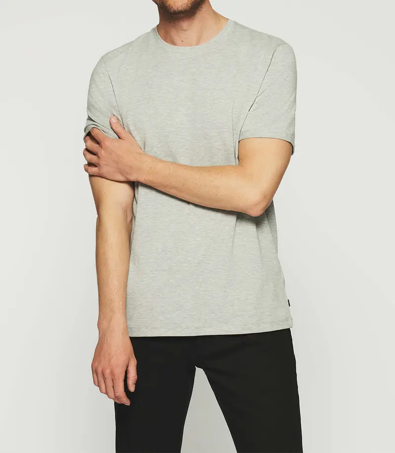 T-shirt uni à manches courtes gris chiné GINO