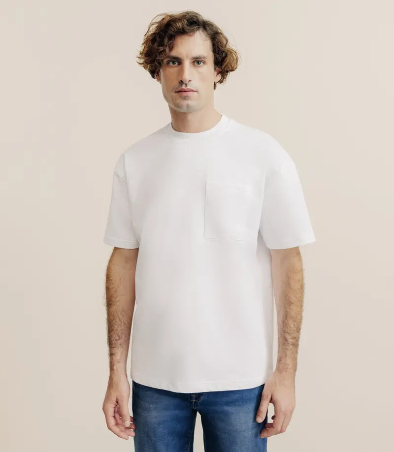 T-shirt uni oversize col rond blanc