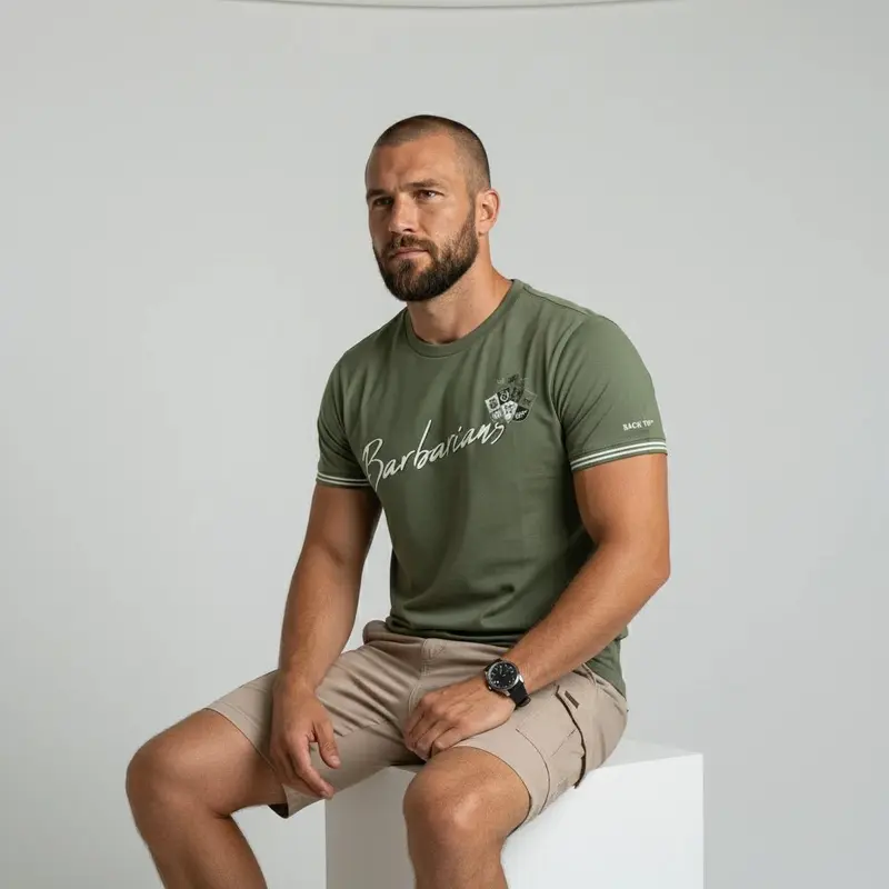 T-shirt vert col rond Barbarians