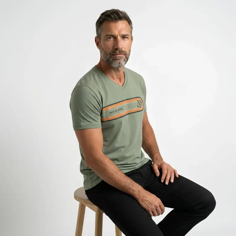 T-shirt vert écume col V