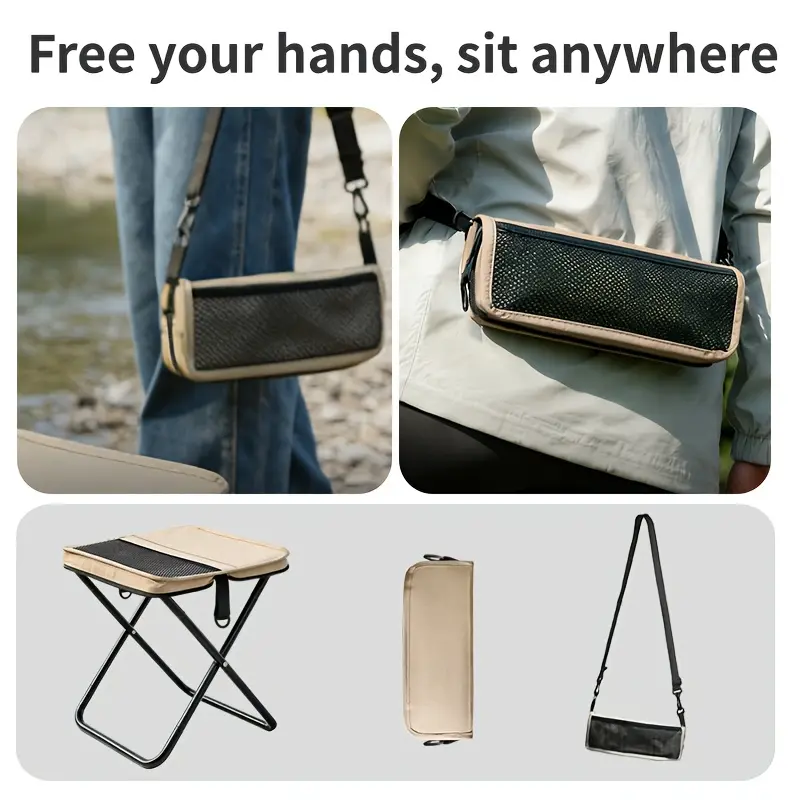 Tabouret Pliant Portable Camping – Léger Pliable avec Sac à Dos Intégré