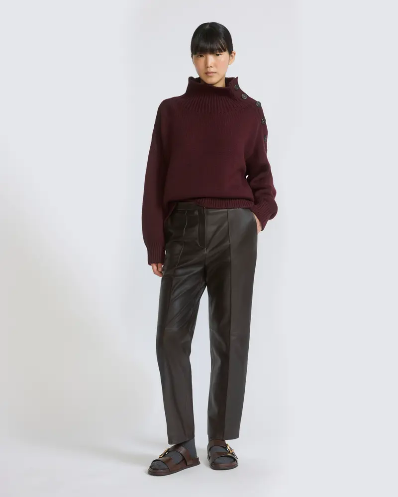 Tailored lambskin leather trousers