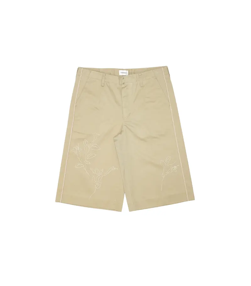 Tanaka Embroidered Khaki Shorts