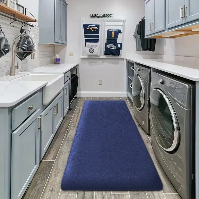 Tapis de sol épais absorbant pour salle de bain, en flanelle, à séchage rapide, antidérapant, longue bande épaisse, pour cuisine, salle de bain