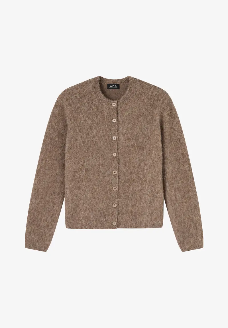Taupefarbener Cardigan aus Alpakawolle