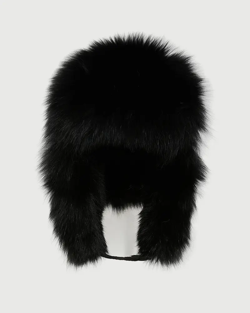 Technical fabric ushanka with fox fur