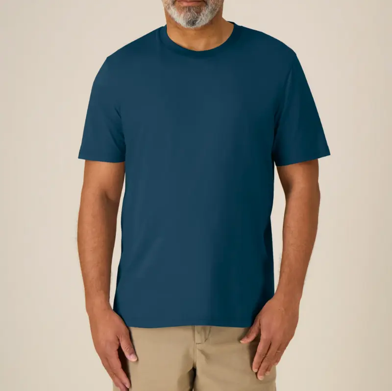 Tee-shirt en coton bio col rond bleu pétrole