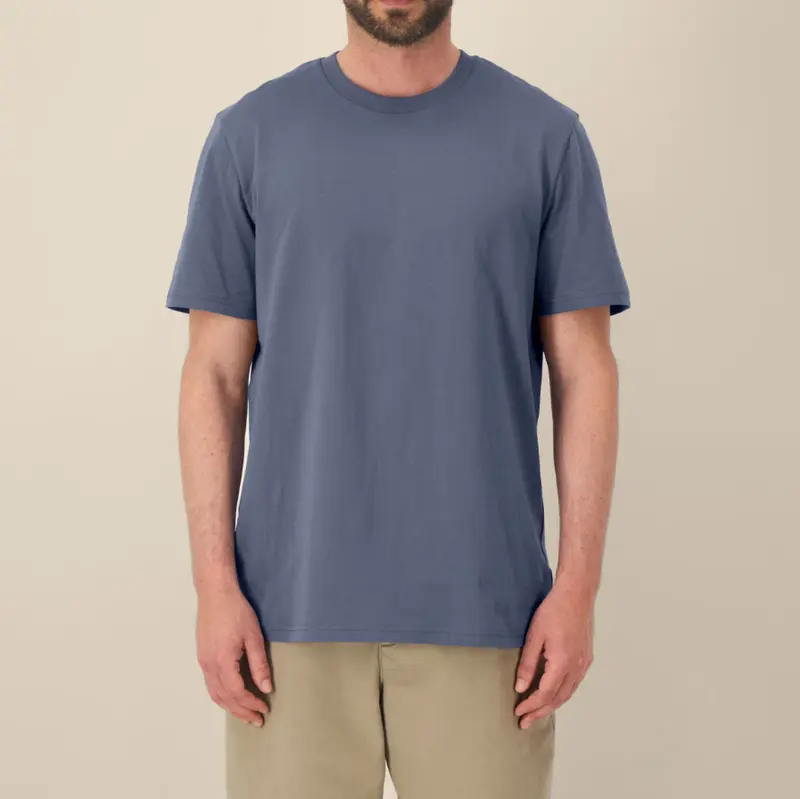 Tee-shirt en coton bio col rond gris bleu