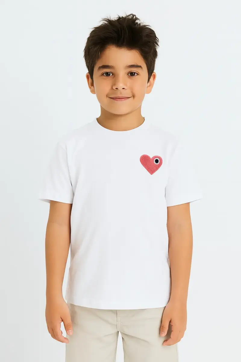 Tee-Shirt enfant Cœur blanc rose
