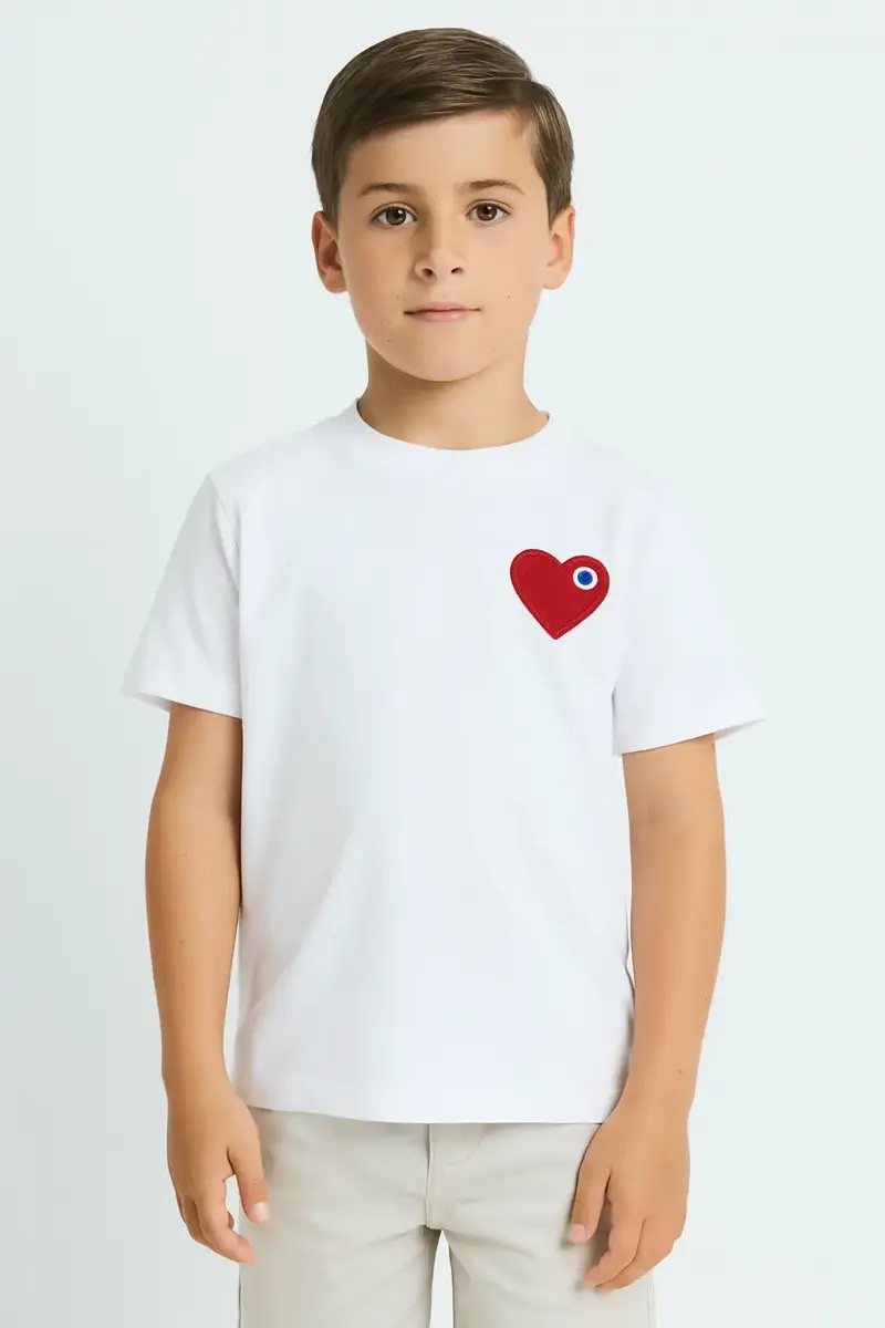 Tee Shirt enfant Cœur Blanc Rouge