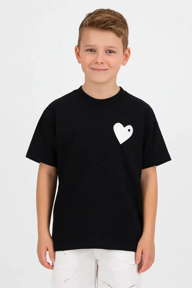 Tee Shirt enfant Cœur Noir Blanc