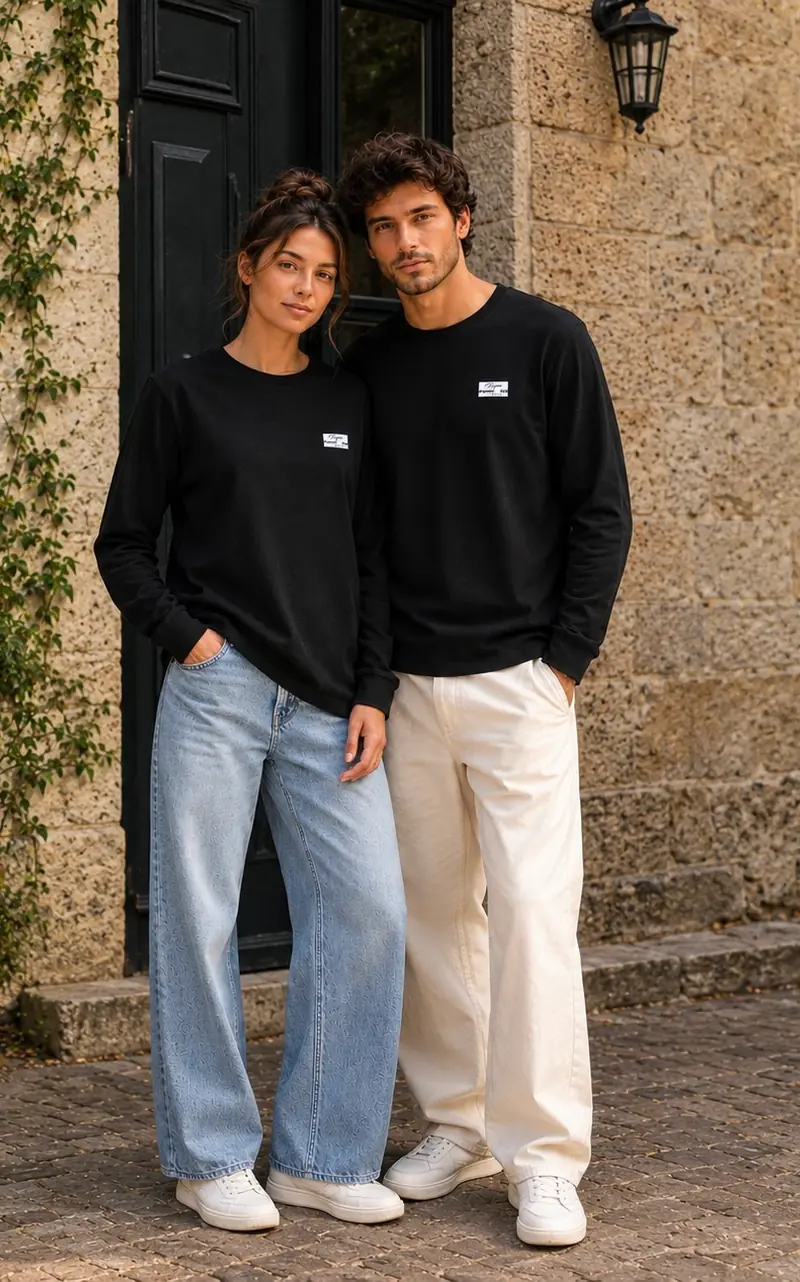 Tee-shirt ML maison mixte noir