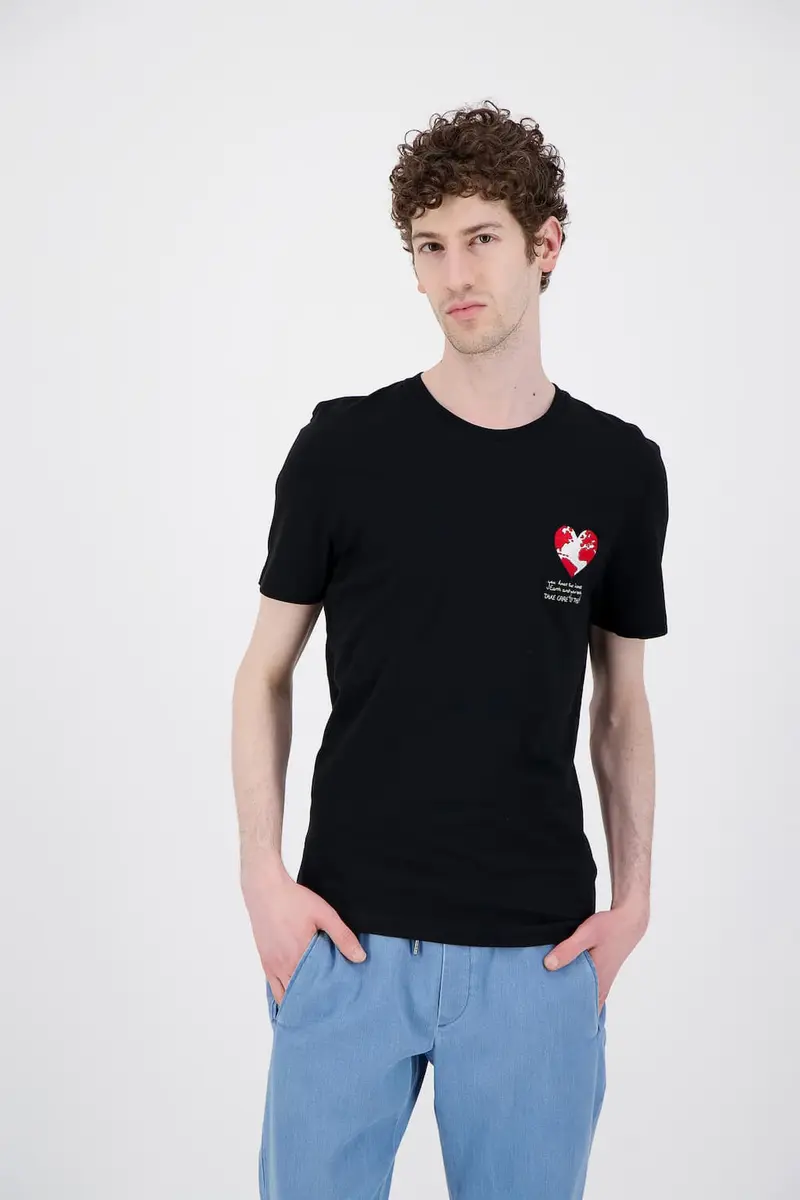 Tee-shirt noir coton bio red earth