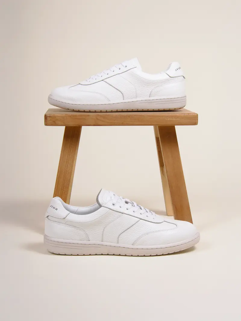 Tennis lacet cuir blanc