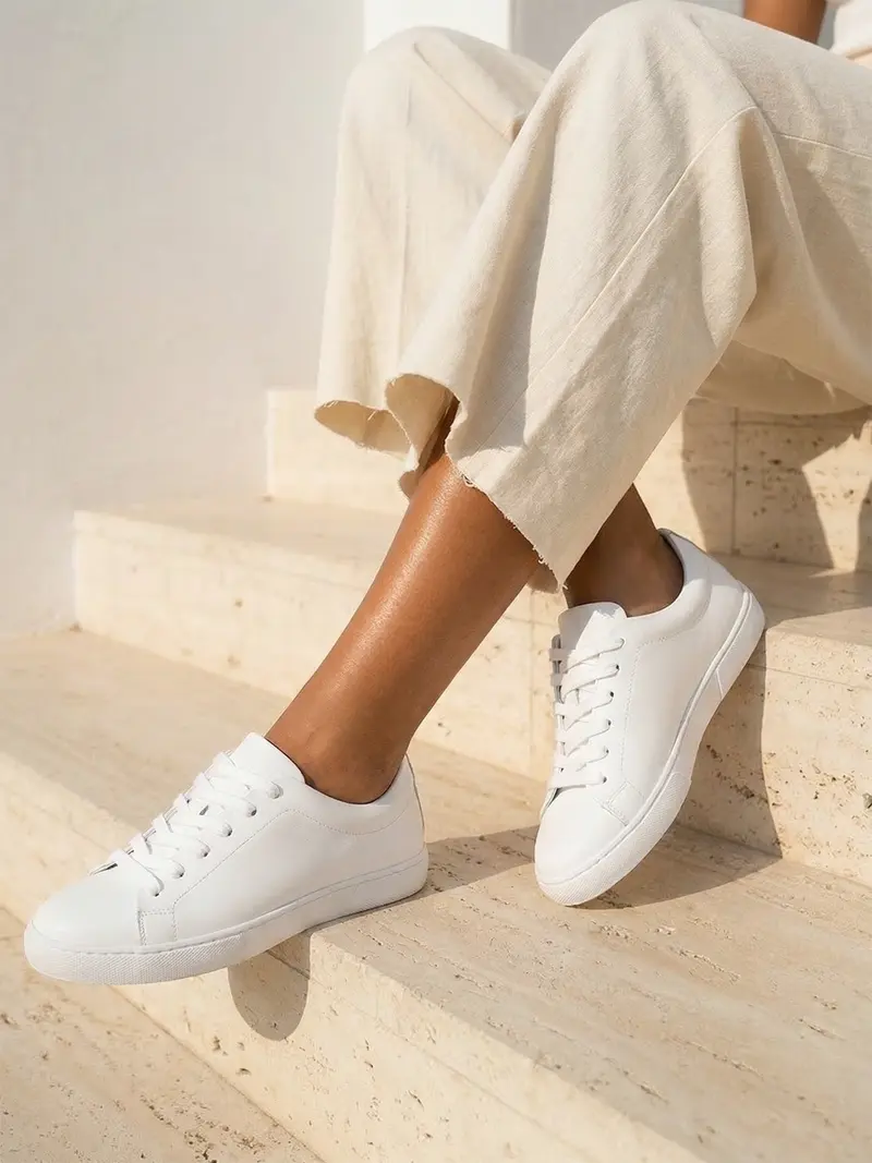 Tennis lacet cuir blanc