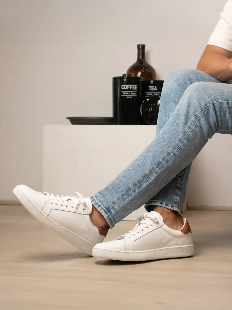 Tennis lacet cuir blanc