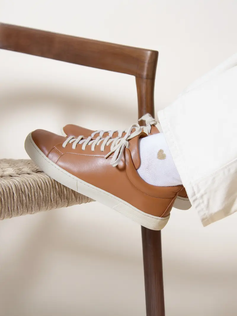 Tennis lacet cuir cognac