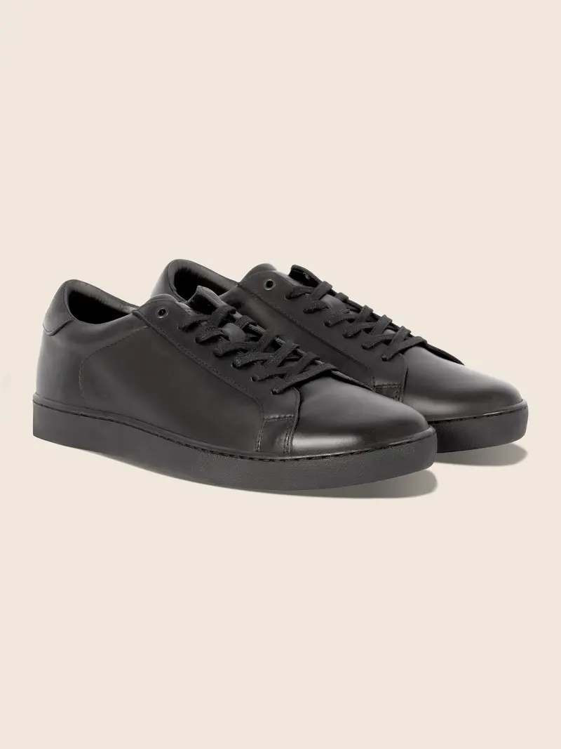 Tennis lacet cuir noir