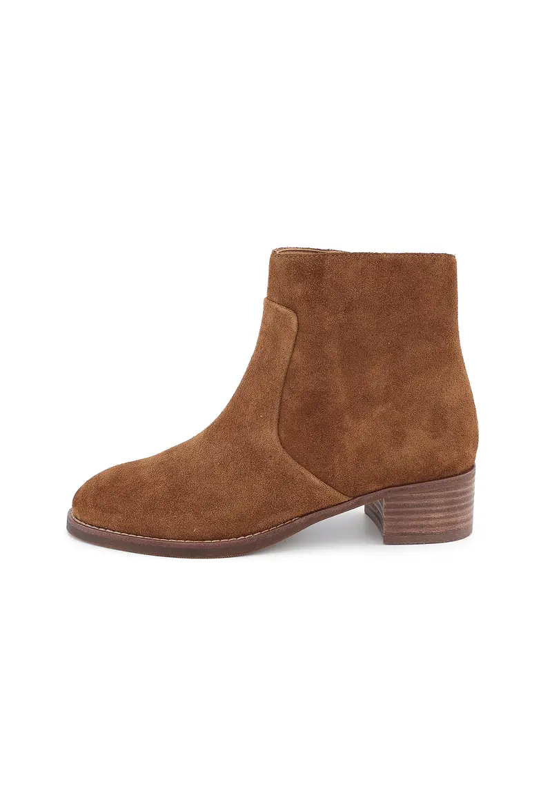 THELMA - Bottines en Croûte de Cuir Cognac