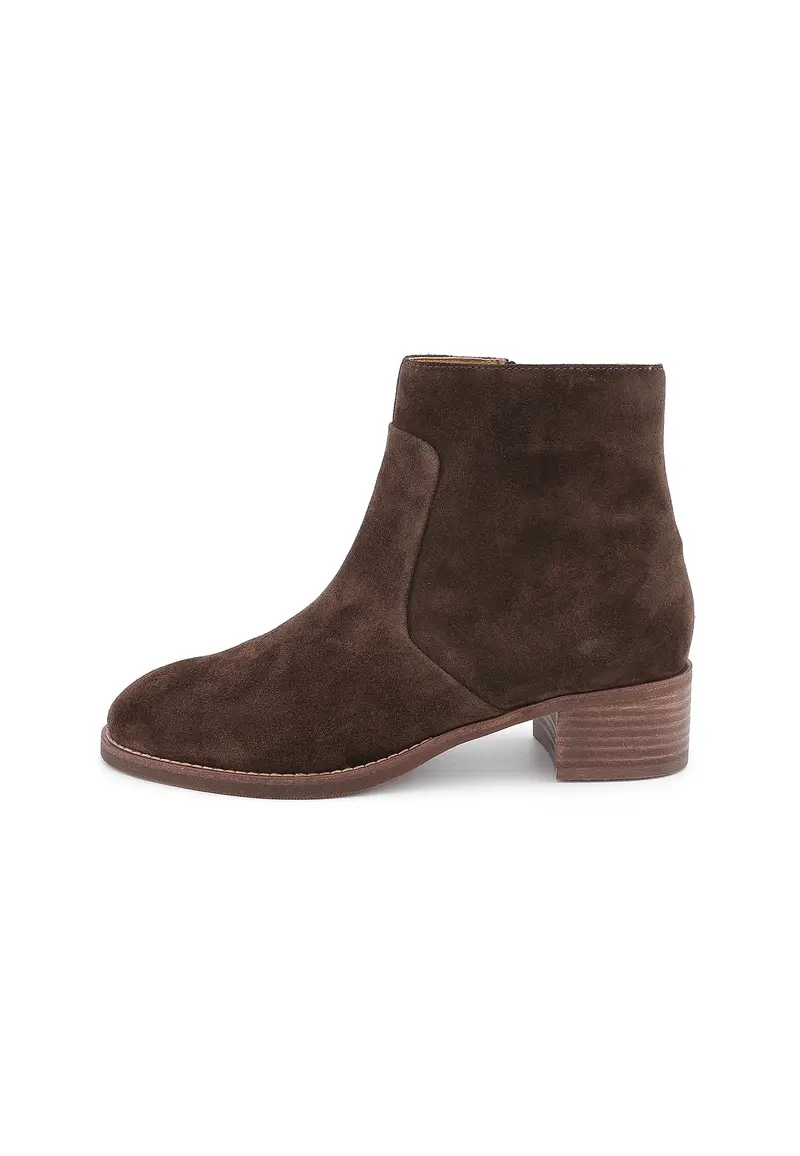 THELMA - Bottines en Croûte de Cuir Marron