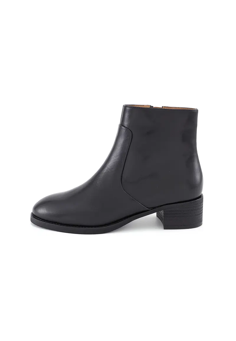 THELMA - Bottines en Cuir Lisse Noir