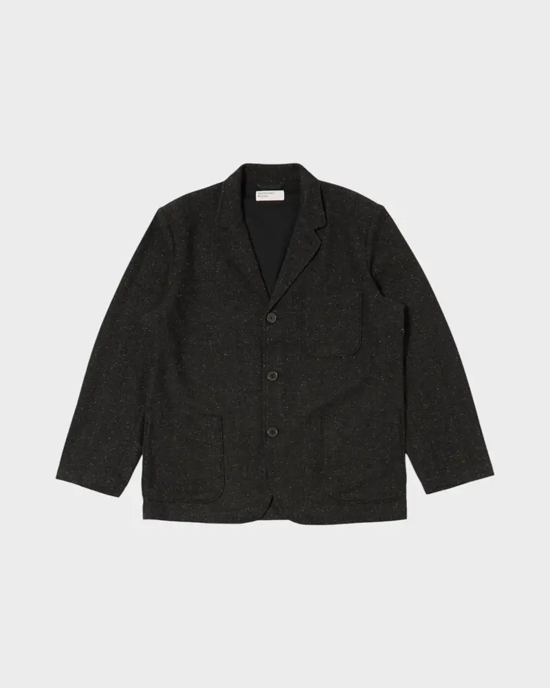 Three Button Jacket Salt N Pepper Tweed Black
