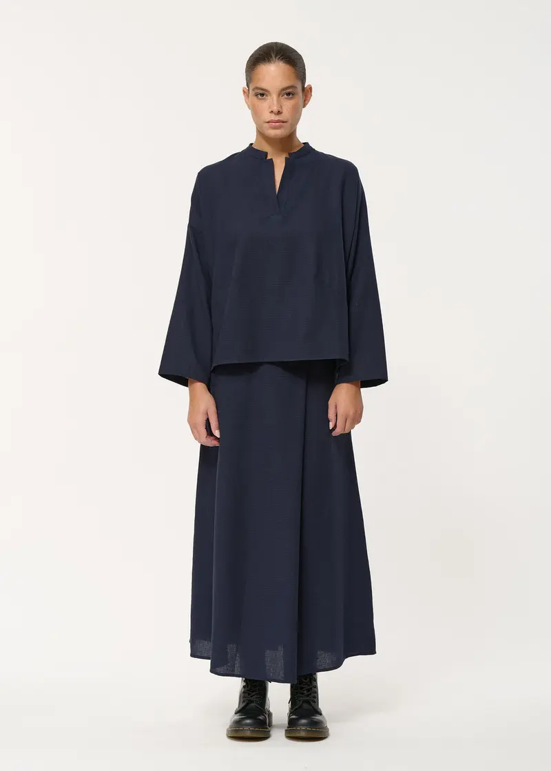 Top oversize bleu marine à imprimé pied-de-poule