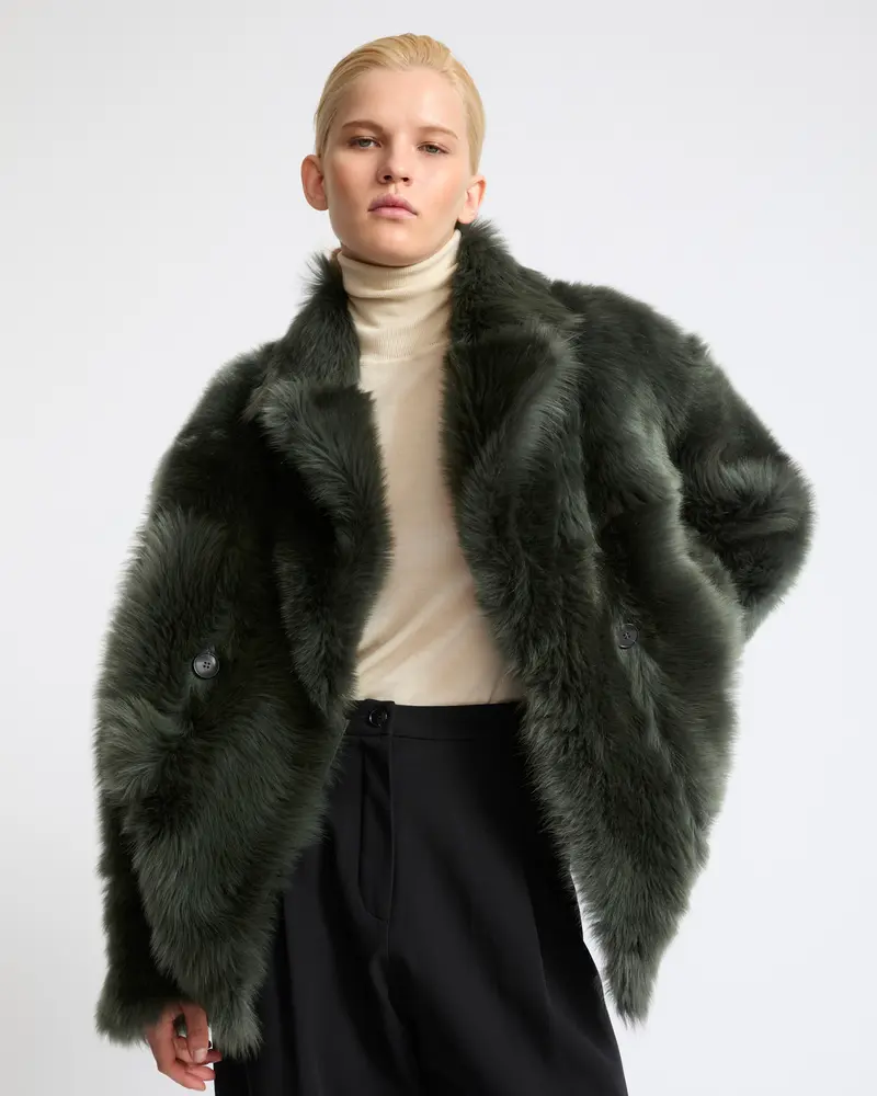 Toscana lambskin shearling pea coat