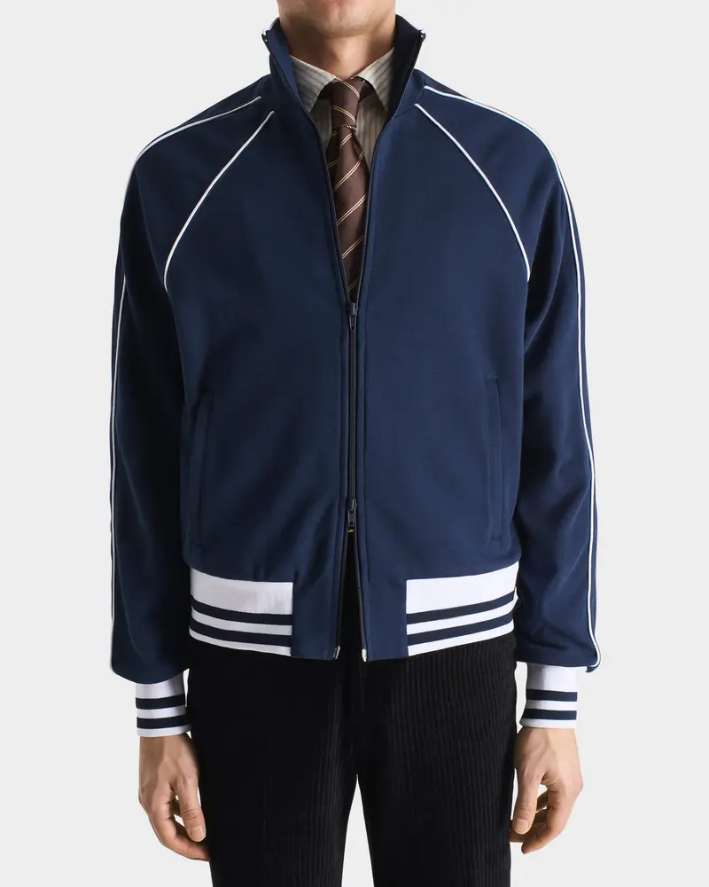 TRACK JACKET EN JERSEY DE POLYCOTON - BLEU FONCÉ