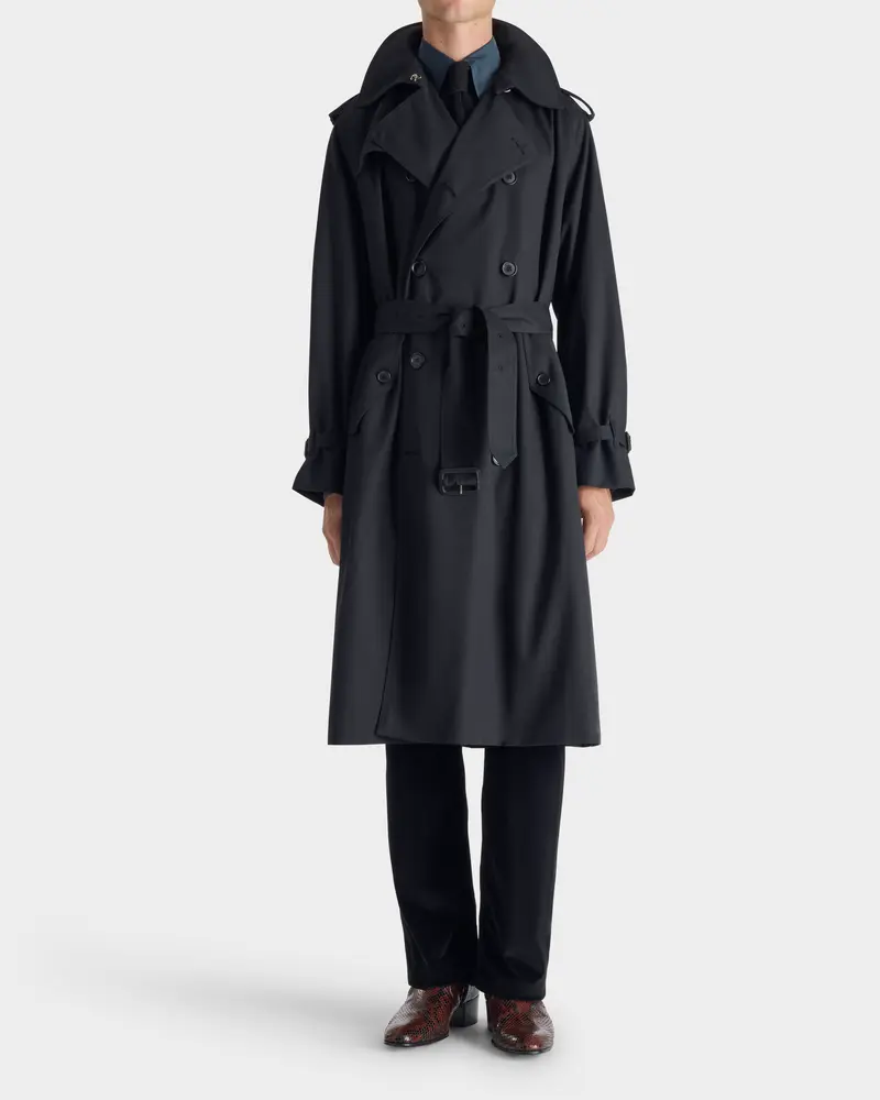 TRENCH-COAT EN GABARDINE DE POLYCOTON - BLEU MARINE