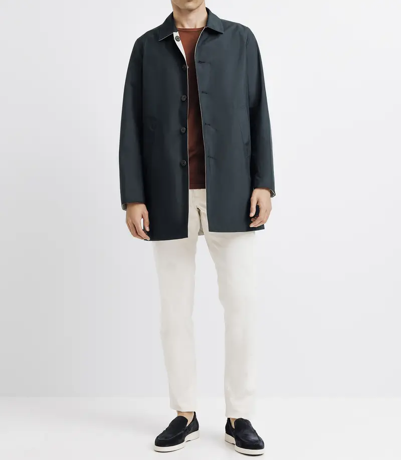 Trench droit réversible marine & beige