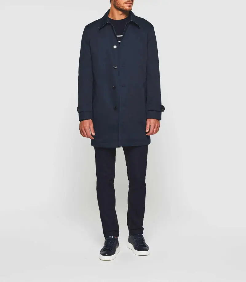 Trench long droit marine "Haider"