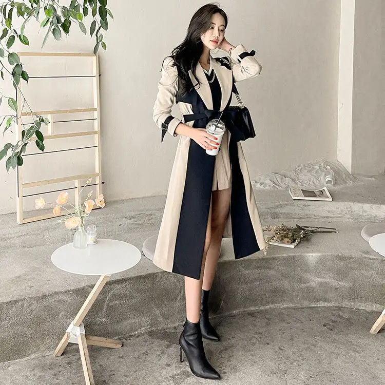 Trench long femme kaki – manteau élégant d’automne