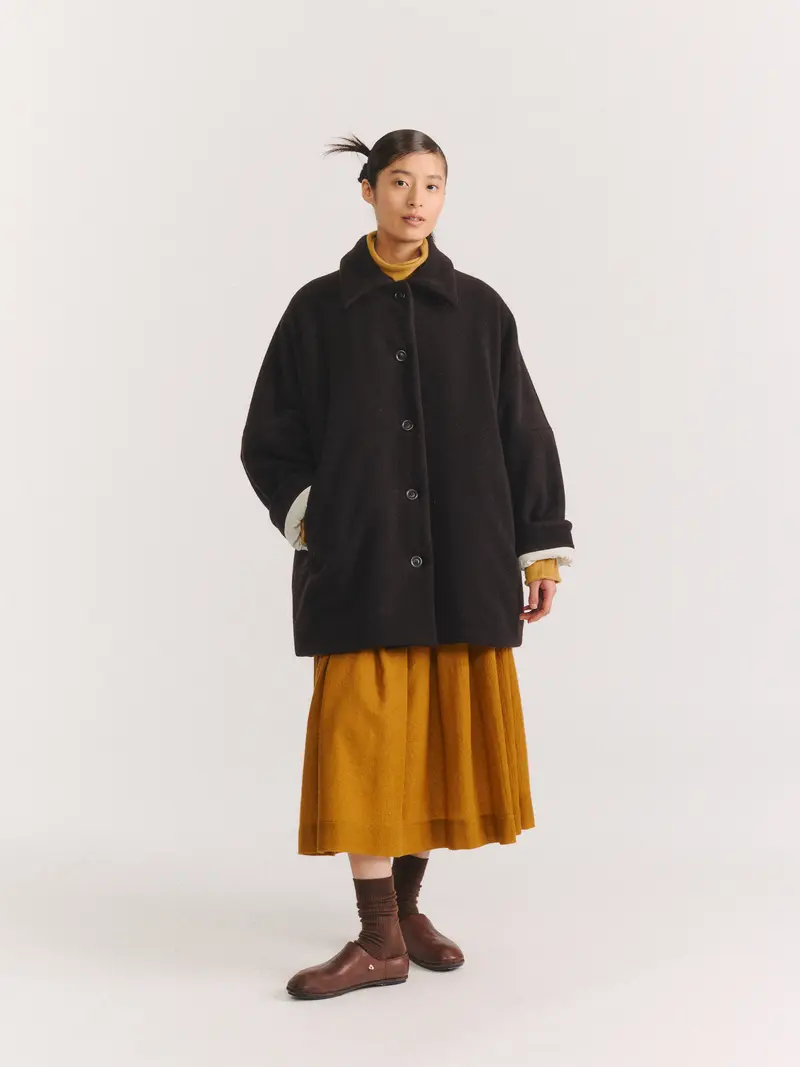 TRIANGLE COAT - HEAVY CASHEMRE - DARK BROWN